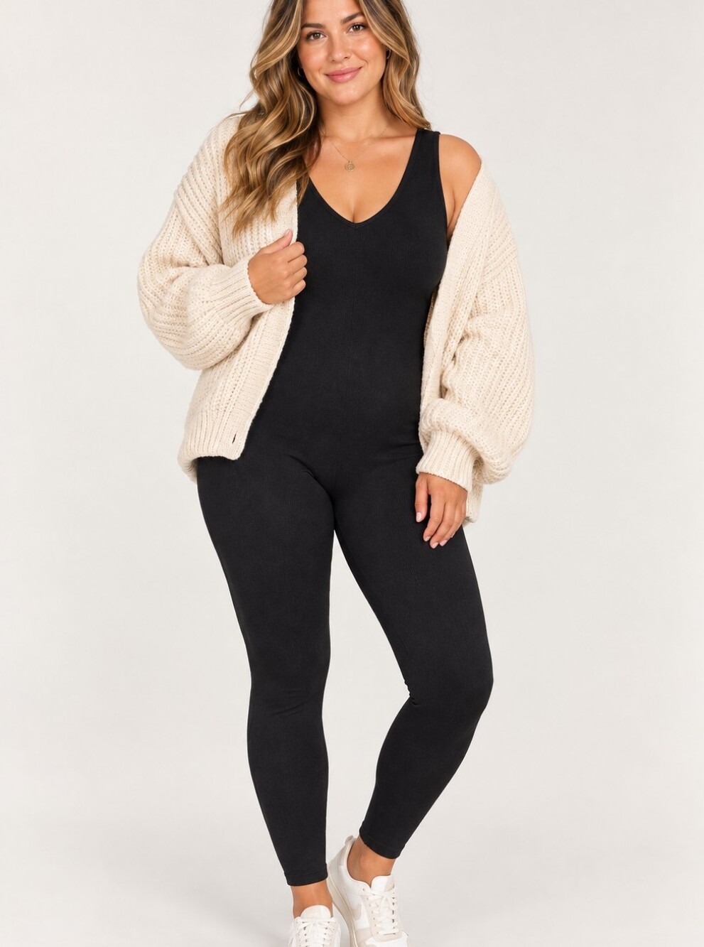 Zenana Black Ribbed Sleeveless V-Neck Jumpsuit